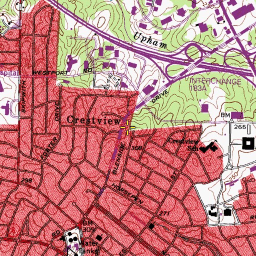 Topographic Map of Crestview, VA