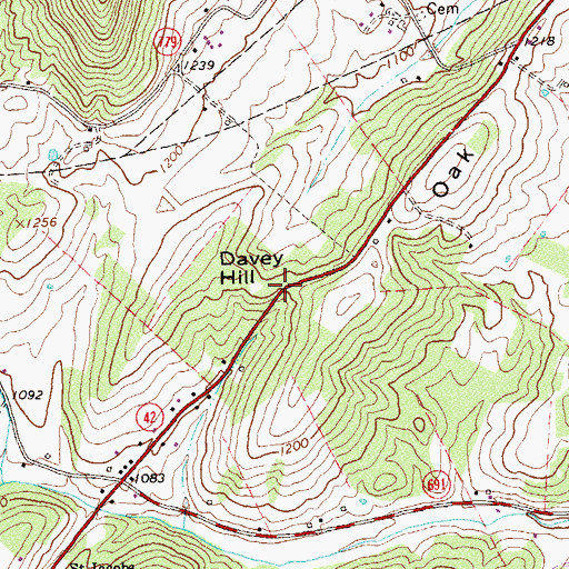 Topographic Map of Davey Hill, VA