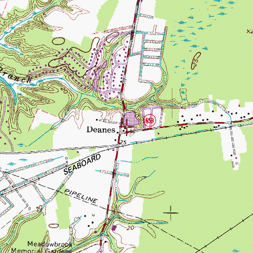 Topographic Map of Deanes, VA