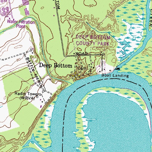 Topographic Map of Deep Bottom, VA