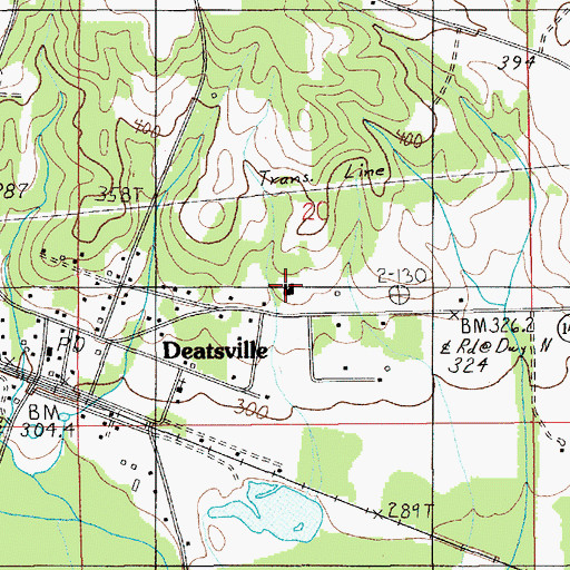 Topographic Map of Deatsville Elementary School (historical), AL