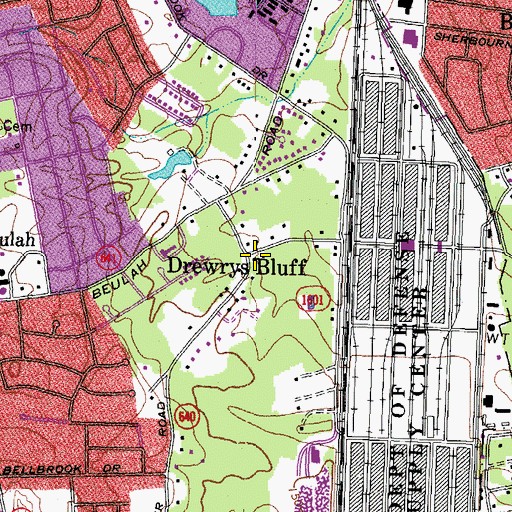 Topographic Map of Drewrys Bluff, VA