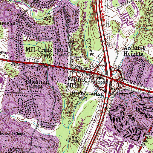 Topographic Map of Fairfax Hills, VA