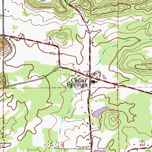 Topographic Map of Cedar Spring, AL