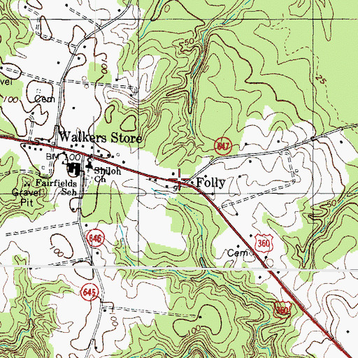Topographic Map of Folly, VA