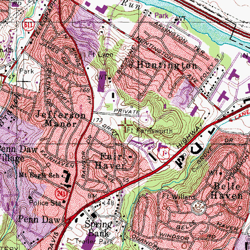 Topographic Map of Fort Farnsworth (historical), VA