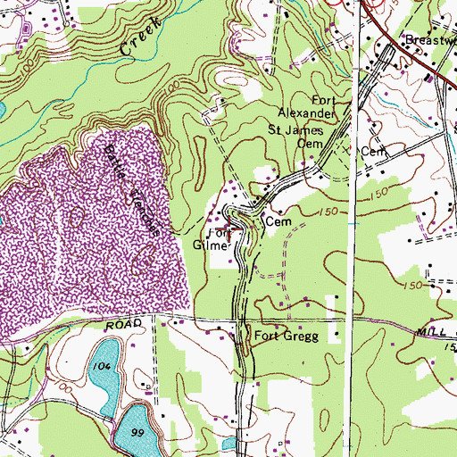 Topographic Map of Fort Gilmer (historical), VA