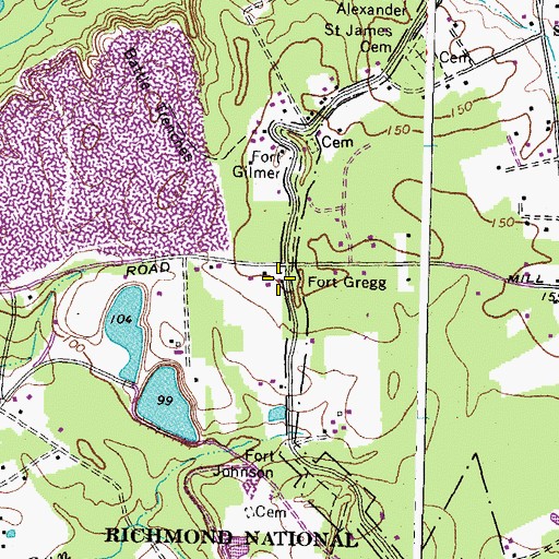 Topographic Map of Fort Gregg (historical), VA