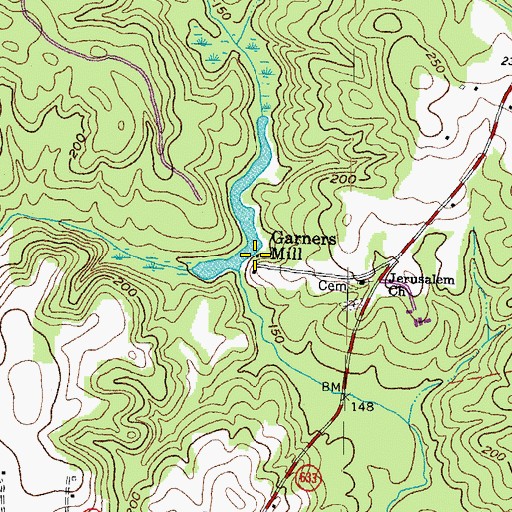 Topographic Map of Garners Mill, VA