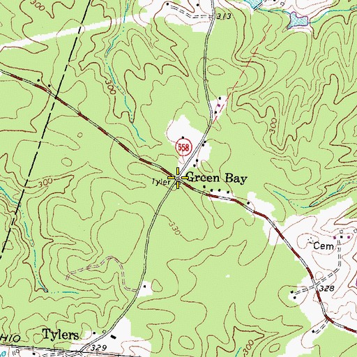 Topographic Map of Green Bay, VA