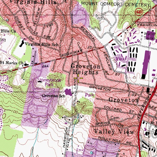 Topographic Map of Groveton Heights, VA