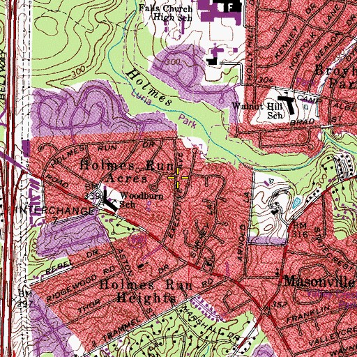 Topographic Map of Holmes Run Acres, VA