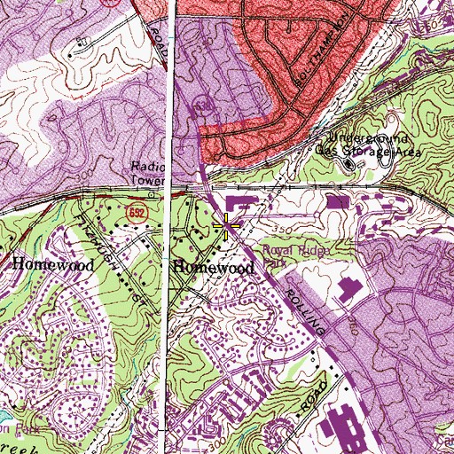Topographic Map of Homewood, VA