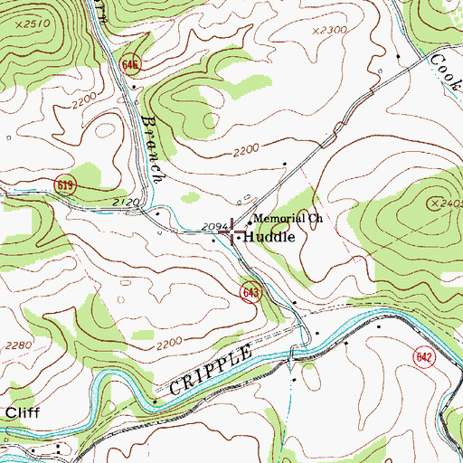 Topographic Map of Huddle, VA