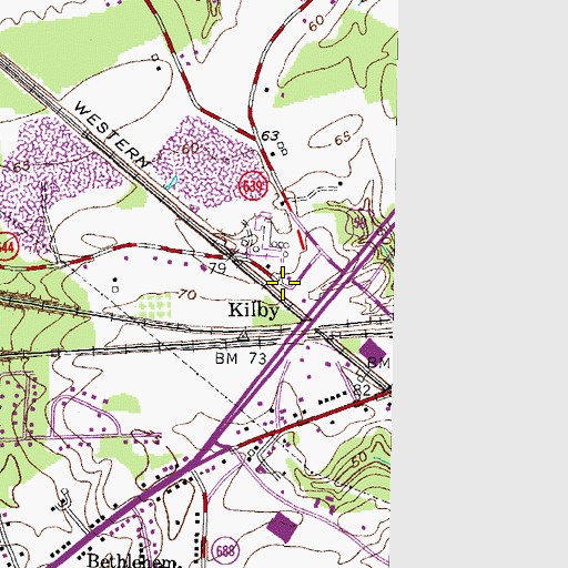 Topographic Map of Kilby, VA