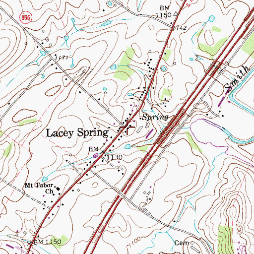 Topographic Map of Lacey Spring, VA