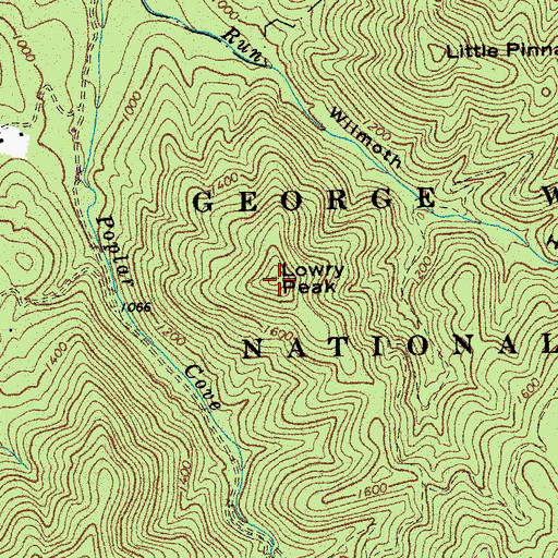 Topographic Map of Lowry Peak, VA