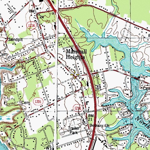 Topographic Map of Marshall Heights, VA