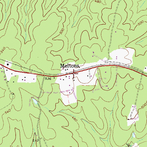 Topographic Map of Meltons, VA