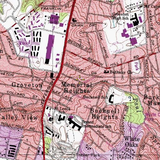 Topographic Map of Memorial Heights, VA