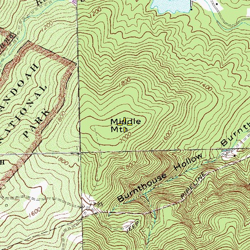 Topographic Map of Middle Mountain, VA