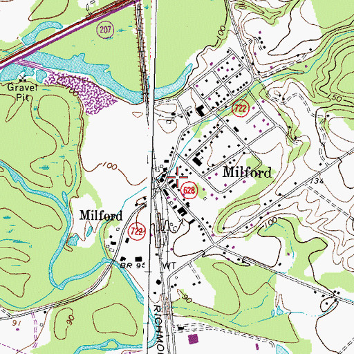 Topographic Map of Milford, VA