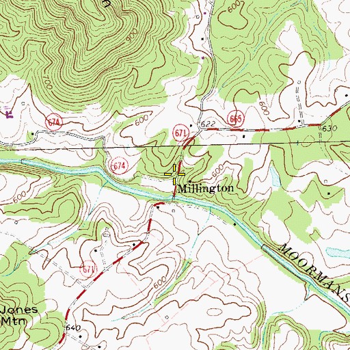 Topographic Map of Millington, VA