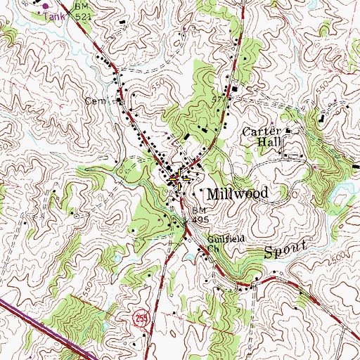 Topographic Map of Millwood, VA
