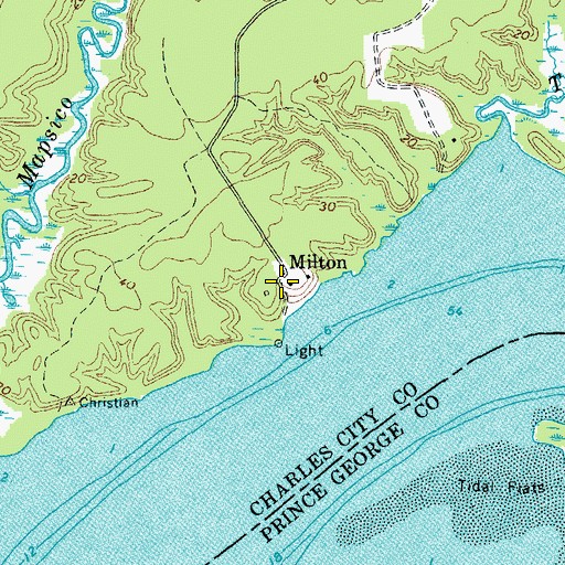 Topographic Map of Milton, VA