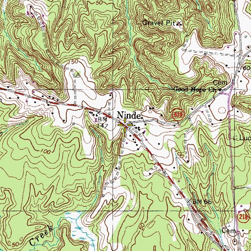 Topographic Map of Ninde, VA