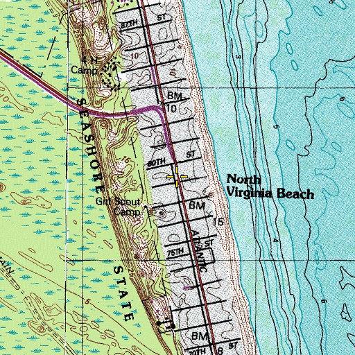 Topographic Map of North Virginia Beach, VA