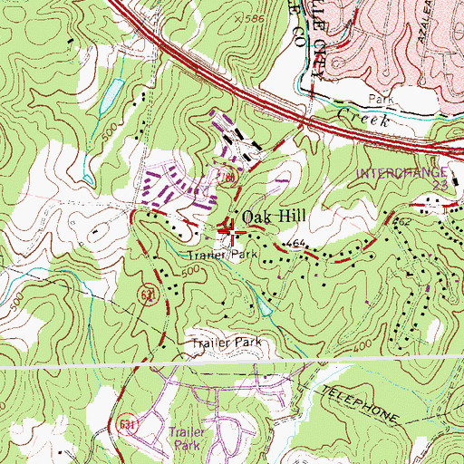 Topographic Map of Oak Hill, VA