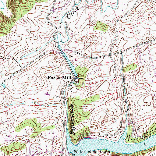 Topographic Map of Parks Mill, VA
