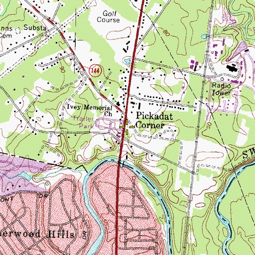 Topographic Map of Pickadat Corner, VA
