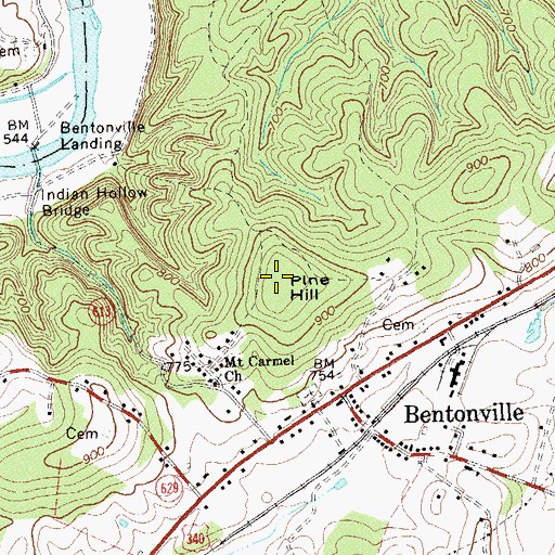 Topographic Map of Pine Hill, VA