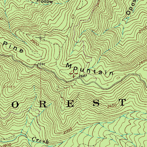 Topographic Map of Pine Mountain, VA
