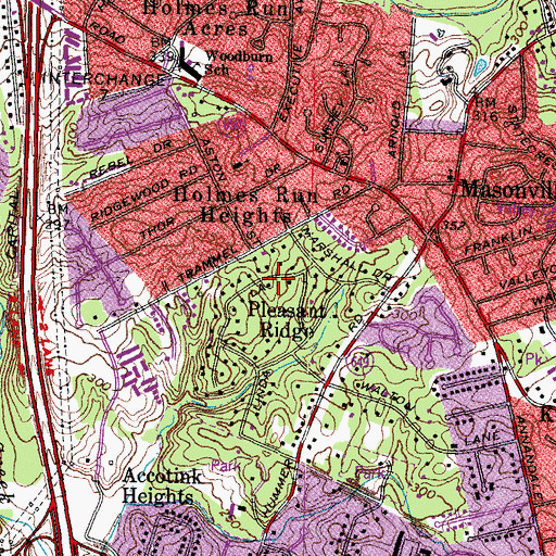 Topographic Map of Pleasant Ridge, VA