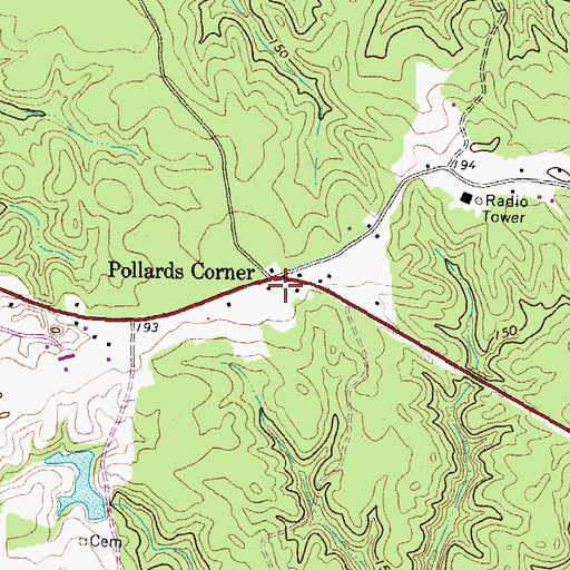 Topographic Map of Pollards Corner, VA