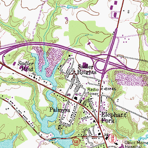 Topographic Map of Sadler Heights, VA