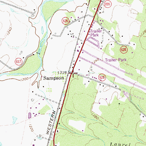 Topographic Map of Sampson, VA