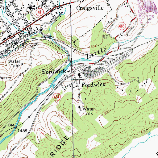 Topographic Map of Fordwick, VA