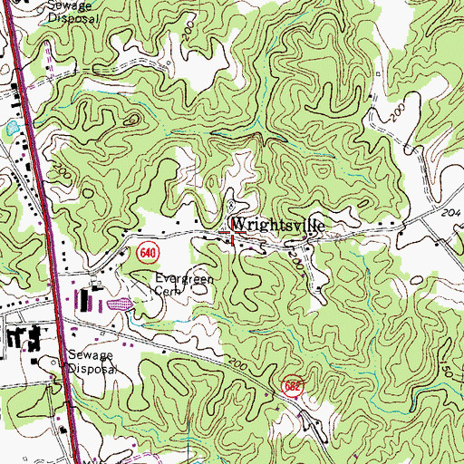 Topographic Map of Wrightsville, VA