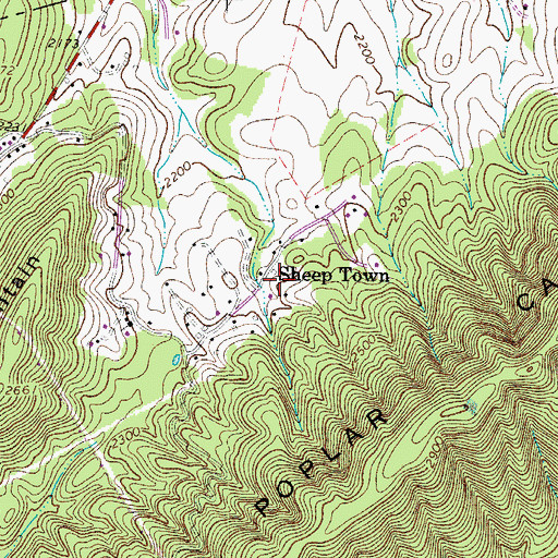 Topographic Map of Sheep Town, VA