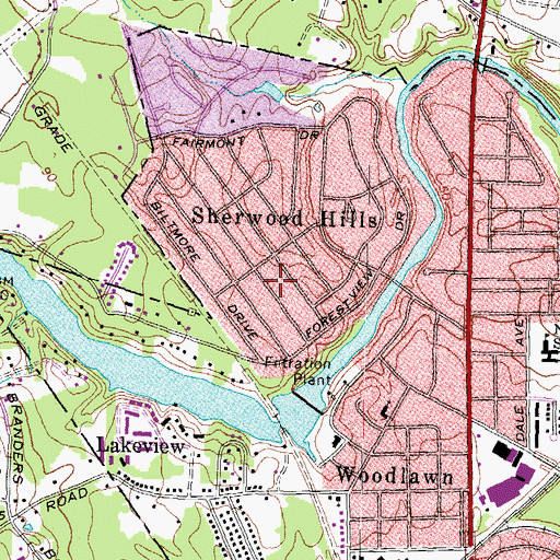 Topographic Map of Sherwood Hills, VA