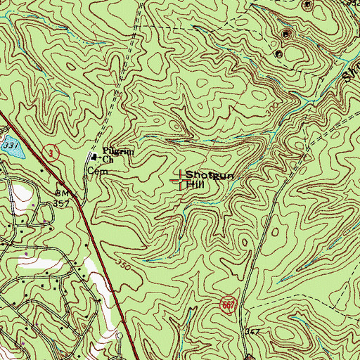Topographic Map of Shotgun Hill, VA