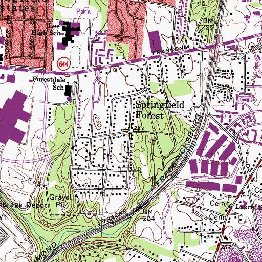 Topographic Map of Springfield Forest, VA
