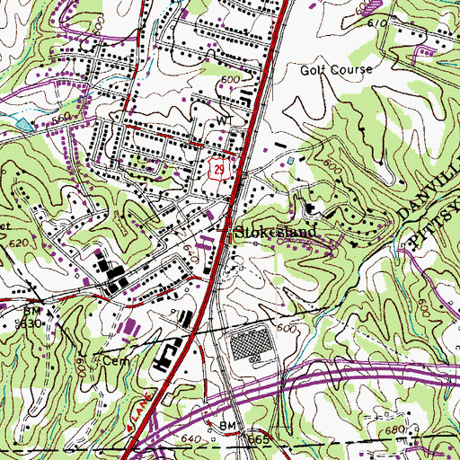 Topographic Map of Stokesland, VA