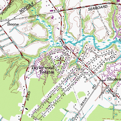 Topographic Map of Taylorwood Estates, VA