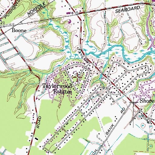 Topographic Map of Taylorwood Estates, VA