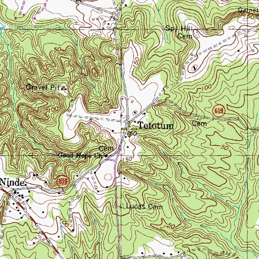 Topographic Map of Tetotum, VA